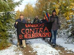 Marcha de estudiantes de Farnebo contra el ALCA en Suecia